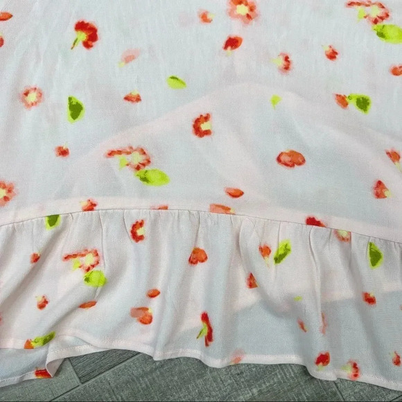 BP Nordstrom Pink Red Petal Patterned Smocked Short Sleeve Crop Top 1X - Picture 9 of 12
